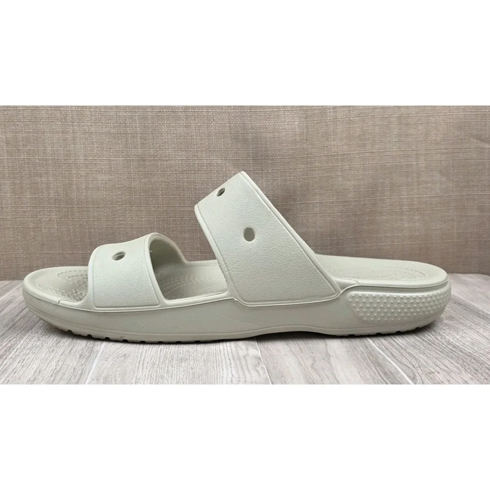 Crocs Classic Two-Strap Slip On Slide Sandals Cream Mens 8 Womens 10 Beach Pool